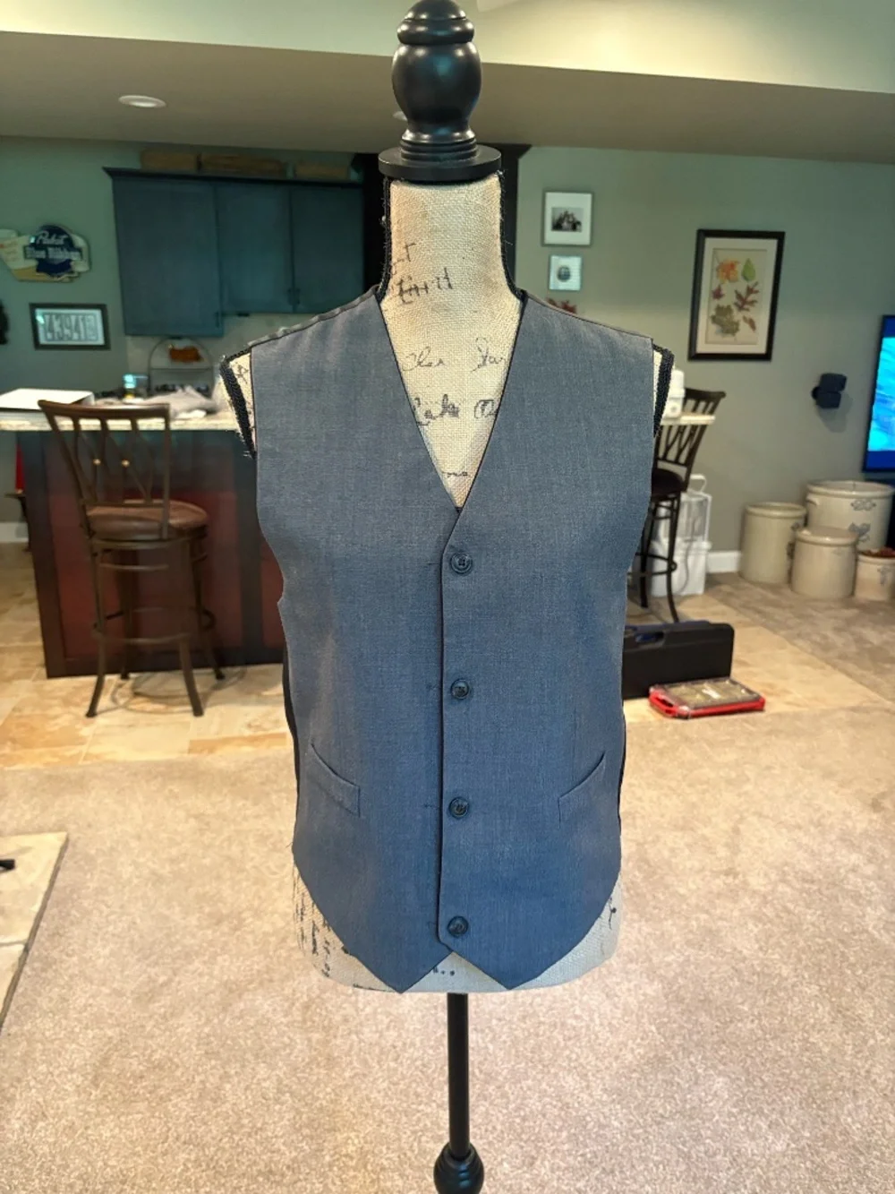 Black/Grey Reversible Suit Vest, Size Small